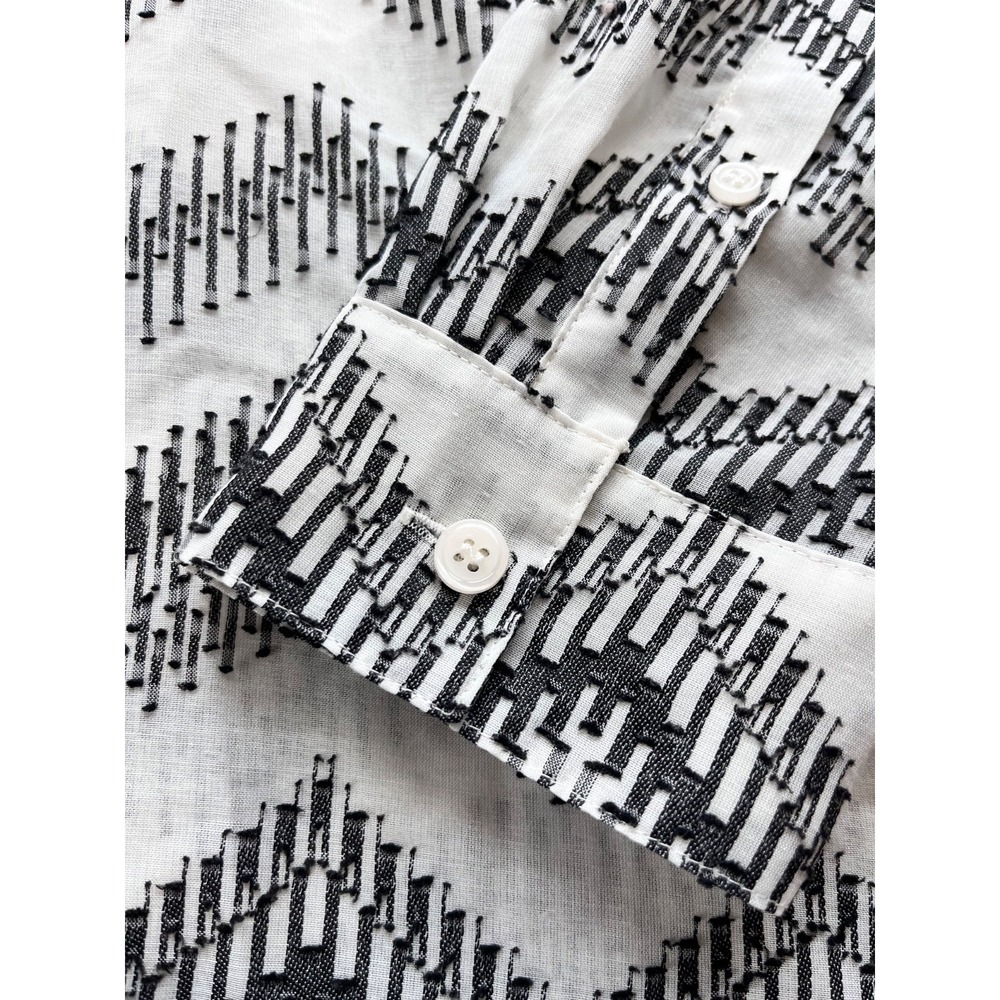 J. Crew Chevron Semi-Sheer Black & White Blouse Womens sz M Chic Spring Office - Picture 7 of 16